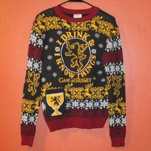 Game Of Thrones NEW Woman Small Black Red Yellow Warm Long Sleeve Sweater